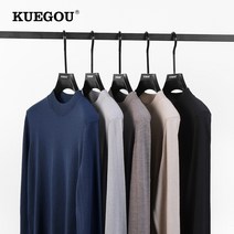남자 겨울 니트 스웨터 가디건 KUEGOU새로운 2022 울 스웨터 모의 목 남성 따뜻한 슬림 피트 남성 뜨개질 풀오버 플러스 사이즈 JX02 가을 겨울 100