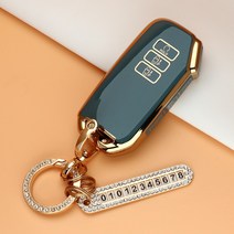 유투카 더뉴 레이 K3 K5 K7 K8 쏘렌토MQ4 카니발KA4 스포티지NQ5 셀토스 EV6 니로SG2 자동차 스마트 키케이스 TPU키홀더 키링 키커버 골드라인 실버라인 스트랩, TK-02, 골드-그레이블루