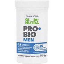 여성질유산균 다이어트 변비유산균 프로바이오틱스프리바이오틱스 NaturesPlus GI NUTRA 프로 바이오 맨 남성과 장 21가지 프로바이오틱스 균주의 복합체 쏘팔메토, 남자들