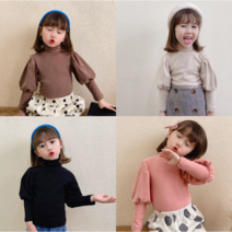 우주나라 RY-34 퍼프 소매 폴라티 여아티셔츠 여아블라우스