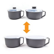 레몬글라스 전자레인지용 핸디형 스마트 찜기 8피스 2종세트 (1000mL +1500mL), 그레이