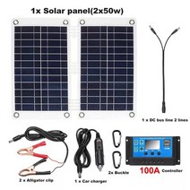 태양광발전기 가정용태양광 전지판 100w 접는 태양 전지 패널 세트 완벽한 유연한 야외, 세트-100a 컨트롤러