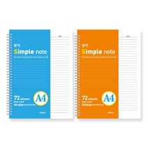 양지사 양지 A4트윈링노트 72매 유선 스프링 노트, 오렌지