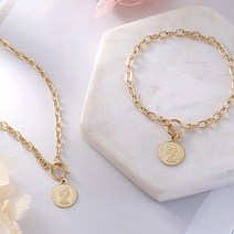 [골드팡] 14k/18k 엘리자베스코인 토글체인 목걸이 팔찌 세트