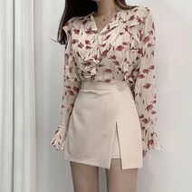 여자 롱청치마 스타일리시한 빅사이즈 OL 하이 웨스트 여성 하단 봄 가을 미니 스커트 솔리드 사이드 슬릿 신축성 트렌디 한