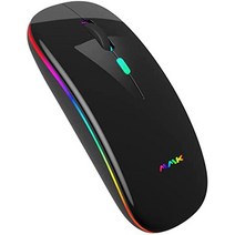 일본직발송 3. MMK 무선 마우스 BLUETOOTH 무선 마우스 초박형 저소음 칠색 LED 라이트 소형 USB 충전식 2, One Size, 블랙