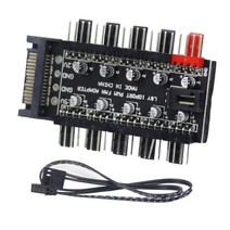 PWM 팬 허브 1 ~ 10 Sata 몰 렉스 쿨러 냉각 4 핀 스플리터 케이블 광부 채광 용 led가있는 12V 속도 컨트, 한개옵션0