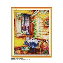 십자수 자수 만들기 기쁨 일요일 창틀 꽃 풍경 시리즈 키트 플로랄 패턴 aida 14ct11ct count print 세트, f195(1), 11ct 인쇄