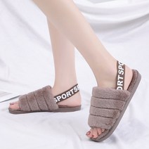 페이크퍼 스트랩 푹신한 겨울 자주 신는 여성 털 가정용 사무실 실내화 털슬리퍼 룸슈즈 털신 털실외화 거실화