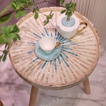 전통찻상 손님 술상 레트로 좌식 대나무 반상 자개, 정사각 텍스처 블랙 35x35x높이 35cm