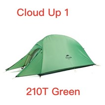 naturehike cloud up serie 123 업그레이드된 캠핑 텐트 방수 야외 하이킹 텐트 20d 210t 나일론 백패킹 텐트 with free mat, 클라우드업1 210t 그린