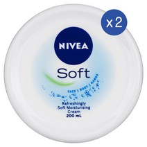 니베아 소프트 수분크림 크림 페이스 바디 핸드 200ml Nivea Soft Moisturiser Cream Face Body Hands, 2개