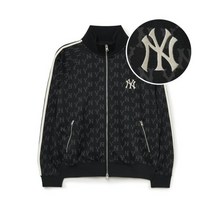 MLB 엠엘비 애슬레저 클래식 모노그램 자카드 져지 스탠드넥 트레이닝 집업 NY Black