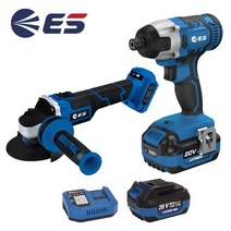 ES 18V 충전그라인더 + 임팩드라이버 콤보 세트 4.0배터리 2개세트, 1개