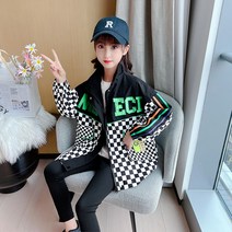 FULIBS 여자 봄 옷 바둑판 무늬 코트 2022 신생아 유행 봄과 가을 스타일 큰 어린이 인터넷 연예인 스타일 극복 1L