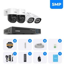 H view Cctv 보안 카메라 시스템 8Ch 4K 5MP 8MP PTZ 홈 비디오 감시 키트 야외 Ip 휴머노이드 감지 xmeye, 03-없음_01-5MP 4PCS Camera