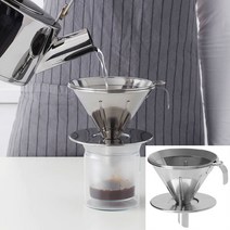 [무료배송]이케아온라인몰 다용도 필터 커피 음료 다회용 깔대기 여과지, 다회용(스텐)