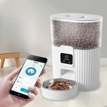 강아지 자동 급식기 고양이 급여기 배식기 애견 사료, 6L 피더버튼식 + 워터 디스펜서