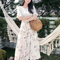 코지 여성 투피스느낌 데일리 스모크밴딩 은은한 플라워패턴 원피스