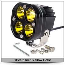 Led 작업등 바 12V/24V 3 인치 자동차 노란색 안개 램프 4x4 오프로드 오토바이 트랙터 운전 조명 흰색 사, 04 3 inch yellow x1