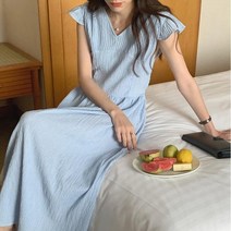 동남아 휴양지 바캉스 바캉스룩 여름 원피스 프릴 소매 지지미 롱원피스 [당일 출고]