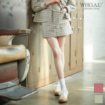 후아유 후아유 여성 린넨 체크 스커트_WHWH92437F