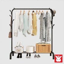 [엘비]토토 스탠드 행거 철제 옷걸이 의류 드레스룸 패션소, A형-후크형(1열 1단)_블랙, 블랙