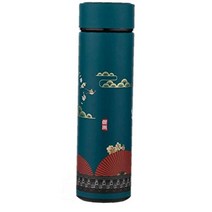 블루보틀 써모스 보온 보냉 스테인레스 진공 텀블러 온도 표시 진공 단열 휴대용 머그 18h 무료 각인 15.2 fl oz(450 ml) 스타일리시 스포츠 병 직접 마시기 일본식