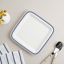 시라쿠스 메이플 사각 플레이팅 그릇 정사각접시, 라인블루