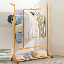 옷행거 루케인 비웰 1000 대나무원목 이동식 행거 B형, 원목
