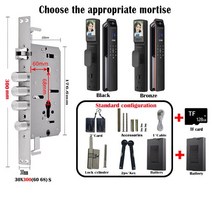 도어락 디지털 현관 스마트 얼굴 인식 문짝 잠금 보안 카메라 지능형 지문 전자 키 도매, 3.30x300(6068)S TF BAT - Black