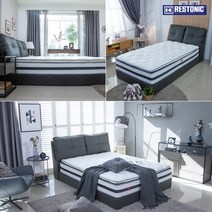 [레스토닉] 소가죽 필로우탑 투매트리스 3종 침대(SS/Q/K), 머드그레이