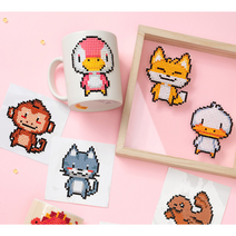 [동물 보석 십자수] DIY 큐빅 공예 놀이 오리 여우 고양이 원숭이 펭귄 캐릭터 만들기, 1. 오리