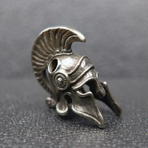 저스트인 블랙 황동 갑옷 일본 사무라이 헬멧 전사 칼 비즈 DIY 파라코드 액세서리 EDC 야외 도구 짠 끈 펜던트, Silver Color, [01] Silver Color