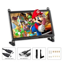 did모니터 라즈베리 파이 터치스크린 모니터 7 IPS 휴대용 모니터 마이크로 USB HDMI 디스플레이 라즈베리 파이 4 3 B 2 윈도우 PC PS4 용 1024X600, Black