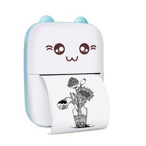 핸드폰사진인화기 사진출력기휴대용 미니 포토 감열식 프린터 블루투스 V4.0 200 DPI 라벨 스티커 영수, 02 BlueWhite