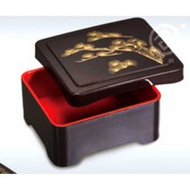플라스틱 장어덮밥그릇 우나기동 히츠마부시 일식찬합, 사각송화(빨강) 16.7x14.3x7.8cm, 1개
