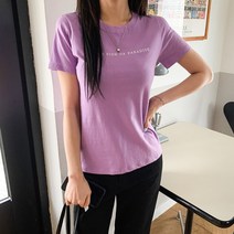겟잇미 놀야벨 프린팅 캐주얼 데일리 라운드 티셔츠