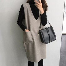 녕동 마켓A 브이넥 모직 원피스