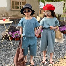 하랑이네 또또샵 키즈 주니어 데님 세트 반팔 반바지 투피스 여아 남아 공용 선물 상하복 등원룩 등교룩 등원복 등교복 110 120 130 140