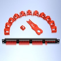 컴퓨터 PC ZoeRax RJ45 포트 잠금 장치 1 키 이더넷 허브 여성 방진 커버 캡 보호대 데스크탑 라우터와, 01 Red_02 24PCS