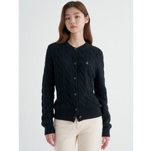 BEAN POLE 블랙 울 캐시미어 케이블 라운드넥 카디건 29515