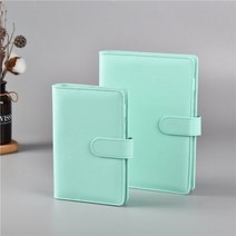마카롱 컬러 A5 A6 6 링 바인더 PU 클립 온 노트북 가죽 루즈핏 잎 커버 저널 귀여운 문구, Lake Green