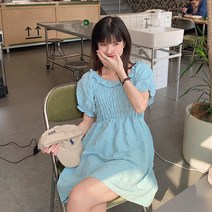 반팔원피스 치즈토끼 손수 유넥 페플럼 흉부위 전을 때렸다 끌어당기다 허리보정 슬림핏 키커 보이는 여성 2131130338