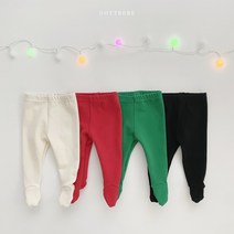 콩알옹알 크리스마스 유발레깅스 신생아 100일 돌 아기 남아 여아 겨울 빨간색 초록색 레깅스
