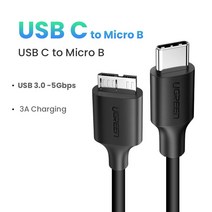 Ugreen-USB C to Micro B 3.0 케이블 5Gbps 3A 맥북 하드 드라이브 디스크 용 고속 데이터 동기화 코드 HDD SSD 케이스 USB c타입 마이크로, CHINA_PVC USB C | 0.5m