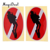 스킨스쿠버용품 팩 2 대형 반사 스컬 다이버 다운 피쉬 스켈레톤 스티커 데칼 스쿠버 다이빙 스노클링 스피어피싱 프리 다이빙용, [03] Diver Down, 03 Diver Down