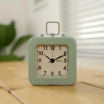 스퀘어 스틸 알람 탁상시계, 아이보리