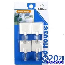 ForU402 깔끔 네모 벽행거 4P 벽고리 행주걸이 벽부형 20개 옷걸이후크, 1, 상세페이지 참조