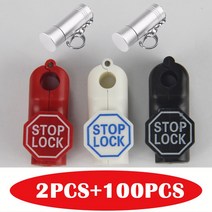 EAS시스템도난방지 도난방지센서 보안택(100 + 2) 개 비용 직경 6mm 블랙 보안 태그 유로 행거, 한개옵션0